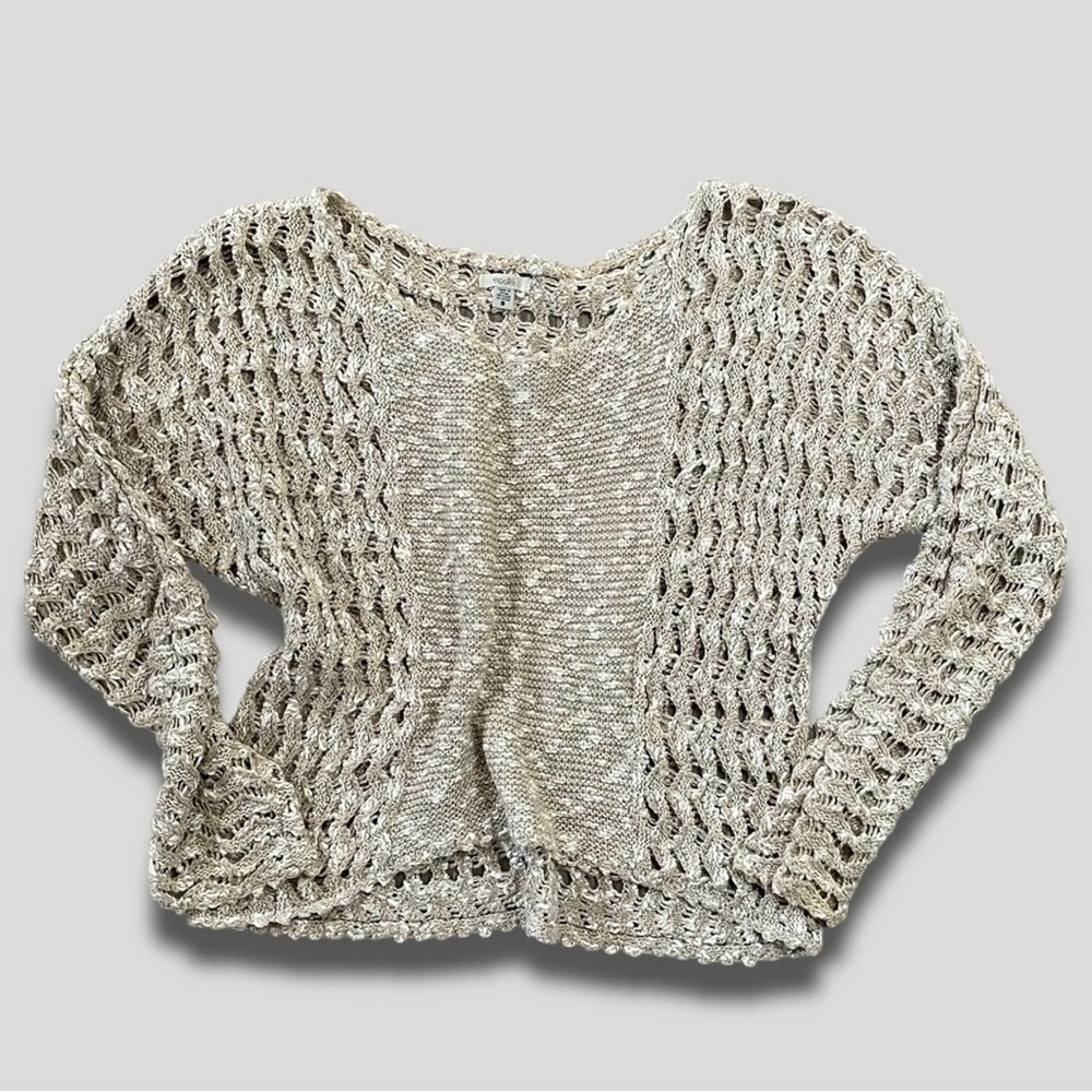 URBAN OUTFITTERS ECOTE BOHO HIGH LOW CROPPED OVERSIZED OPEN WEAVE SWEATER - S - Picture 1 of 7